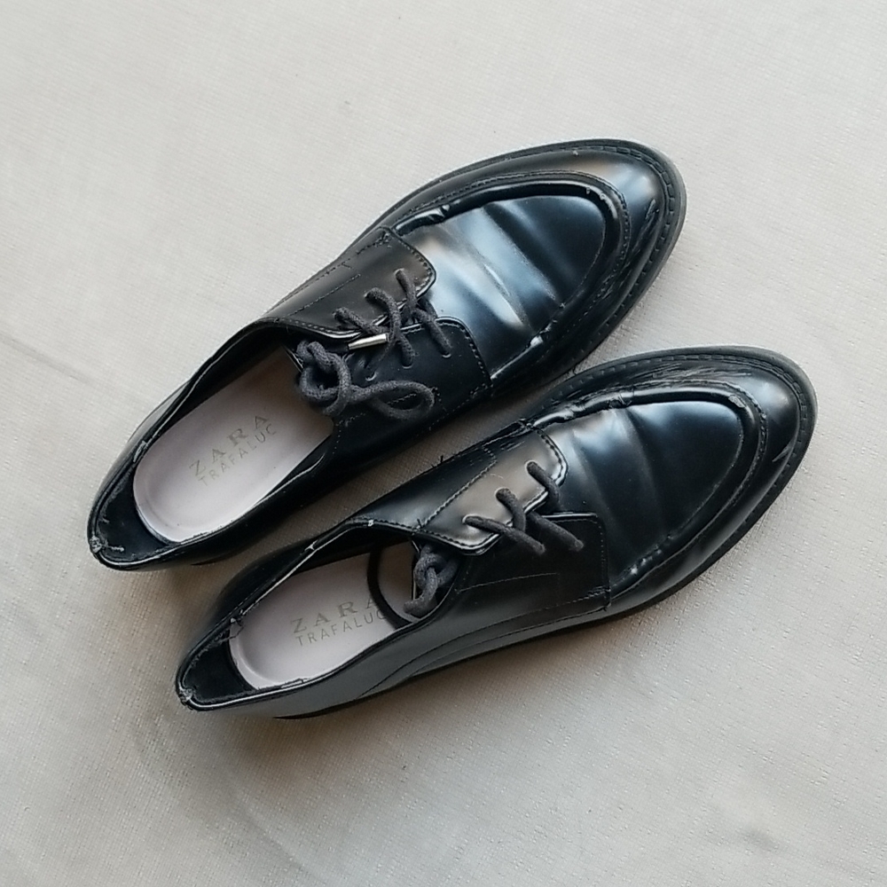 Zara Trafaluc Black Platform Loafers (7.5 US)